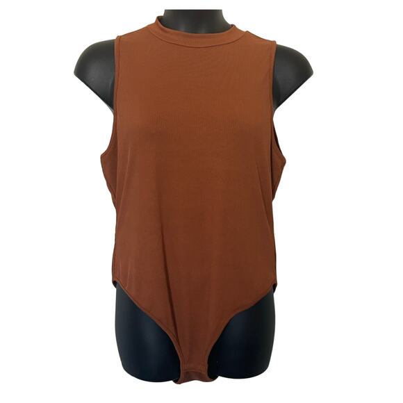 SHEIN Curve Solid Brown Long Sleeve Snap Close Crew Neck Bodysuit Size 3XL - Picture 1 of 9